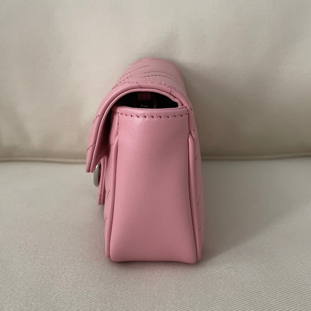 SOLD❗️GUCCI GG Marmont Matelassé Leather Super Mini Bag, Pink - Picture 8 of 16